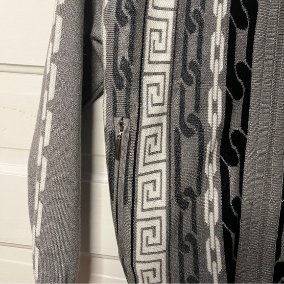 stacy adams jacket grey medium versace style print - Picture 4 of 7